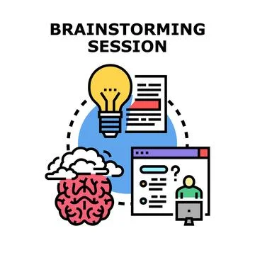Brainstorming session generating innovative solutions 库存插图