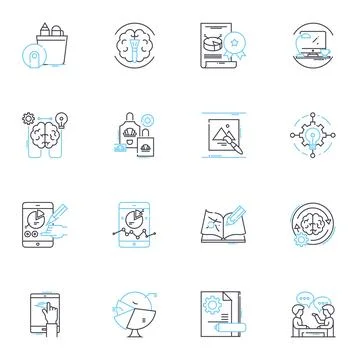 Brainstorming Session linear icons set. Creativity, Ideas, Collaboration Illustrazione stock