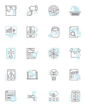 Brainstorming Session linear icons set. Creativity, Ideas, Collaboration イラスト素材