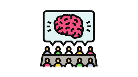 Brainstorming session research development color icon animation Stock Footage 326115905