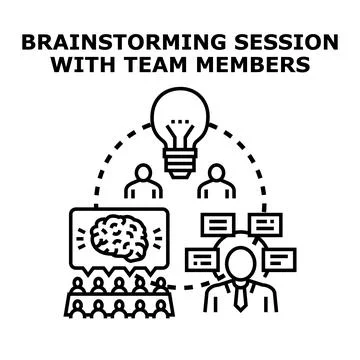 Brainstorming session team generating creative business ideas Stock Illustration