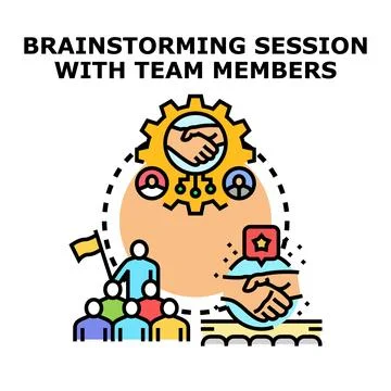 Brainstorming session with team members collaboration Stock Illustration