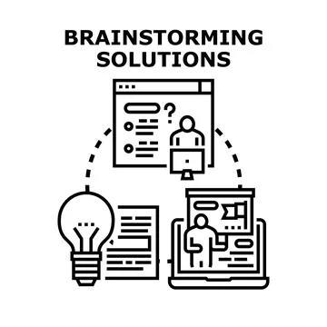 Brainstorming solutions for business problem solving process Stock Illustration