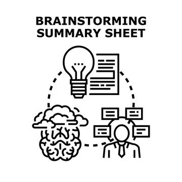Brainstorming summary sheet for business idea development Stock Illustration