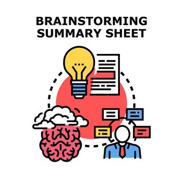 Brainstorming summary sheet for business idea development Stock Illustration