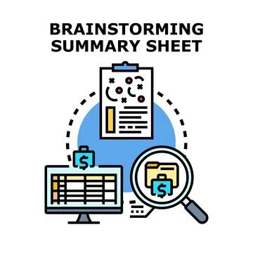 Brainstorming summary sheet planning business ideas Stock Illustration
