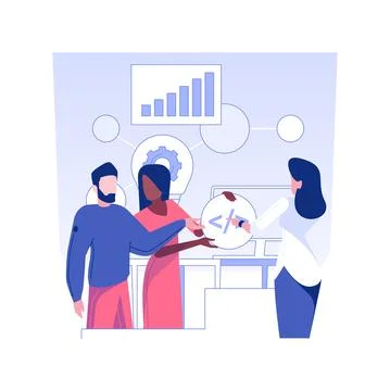 Brainstorming with a team isolated concept vector illustration. Ilustración de archivo