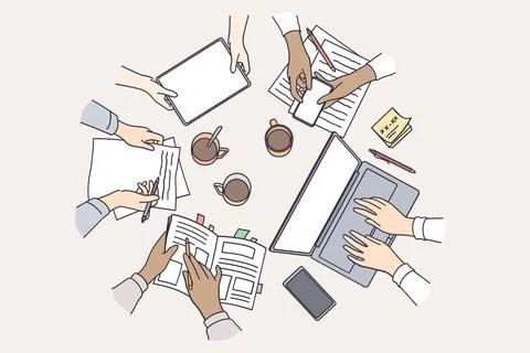 Brainstorming, teamwork, technology concept 库存插图