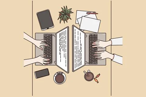 Brainstorming, technologies, teamwork concept Illustrazione stock