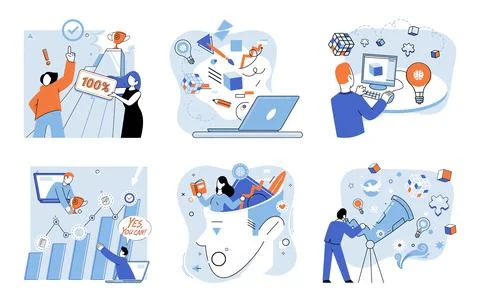 Brainstorming. Technology is palette where imagination and analysis paint Stockillustratie