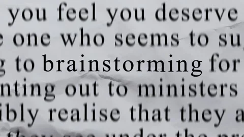 BRAINSTORMING Text in Centre with High-energy Fast Text Stop-Motion Writing Stock Footage 339764841