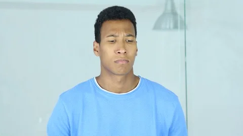 Brainstorming, Thinking Young Pensive Afro-American Man Stock Footage 81018063