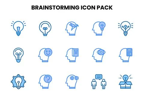 Brainstorming Two Colour Bundle Icons Pack イラスト素材