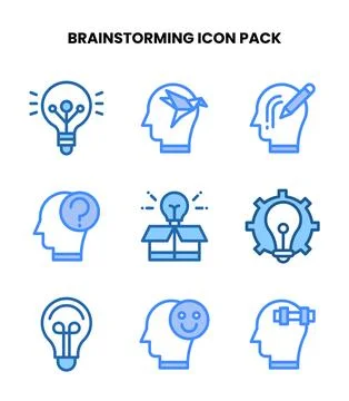 Brainstorming Two Colour Scalable Icons Pack Ilustración de archivo