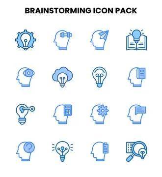 Brainstorming Two Colour Set Icons Pack イラスト素材