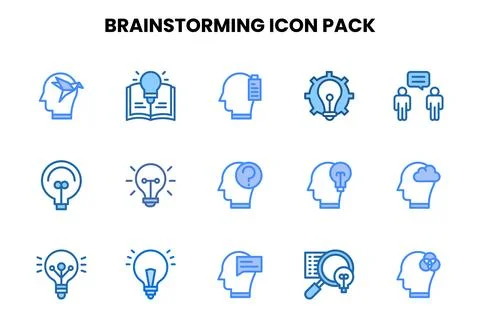 Brainstorming Two Colour UI Icons Pack Stock Illustration
