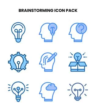Brainstorming Two Colour UI Icons Pack Ilustración de archivo