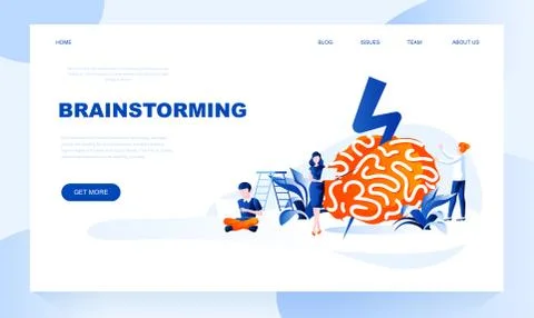 Brainstorming vector landing page template Illustrazione stock