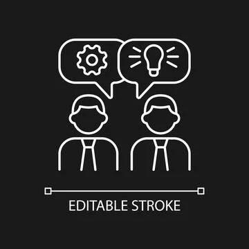 Brainstorming white linear icon for dark theme Stock Illustration