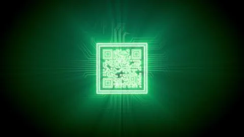 Brainteaser 3d rendering of a puzzle qr-code shaped CPU in a bright square wi Stock Illustration