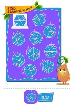 Brainteaser find 2 identical shapes Illustrazione stock