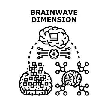Brainwave dimension exploring thought processes and data analysis Stock Illustration