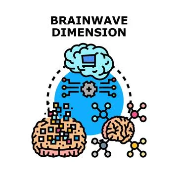 Brainwave dimension exploring thought processes and data analysis Stock Illustration