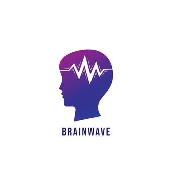 Brainwave logo design template. Silhouette of people head with pulse signal.. Stock Illustration