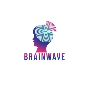 Brainwave logo design template. Silhouette of a people head with signal wav.. Illustrazione stock