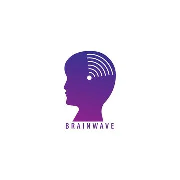 Brainwave logo design template. The silhouette of a person's head with a si.. 스톡 일러스트