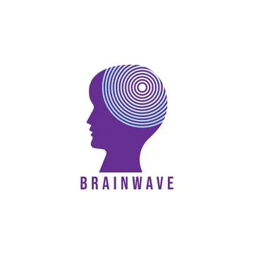 Brainwave logo design template. Silhouette of people head with energy wave .. Stock Illustration