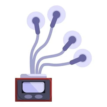 Brainwave reading sensors measuring data from head Stock Illustration