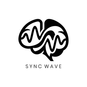 Brainwave Sync Logo Design with Central Frequency Waves Stock Illustration