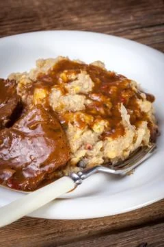 Braised beef with cabbage. Stock Photos