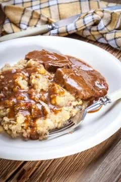 Braised beef with cabbage. Stock Photos