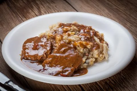 Braised beef with cabbage. Stock Photos
