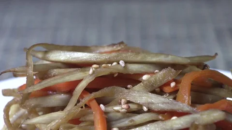 Braised burdock and carrot. Stock Footage 293190261