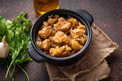 Braised cabbage with a meat Stock Photos
