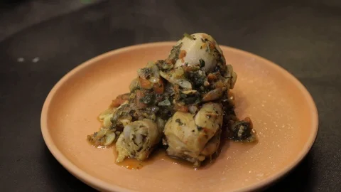 Braised chicken on the plate Stock Footage 121119236