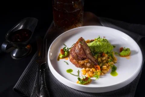 A braised lamb shoulder Stock-Fotos