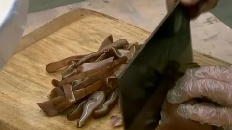 Braised pig ears shredded Stock Footage 253773848