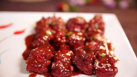 Braised pork ribs with finished vegetables (4) Stock Footage 202160980