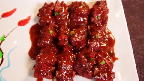 Braised pork ribs with finished vegetables (3) Stock Footage 202160984