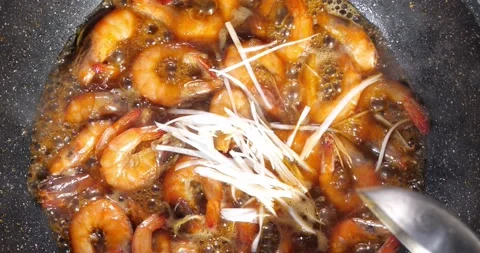 Braised prawns Stock Footage 168607793