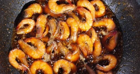 Braised prawns Stock Footage 168608983