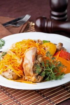 Braised rabbit with vegetables Stock Photos