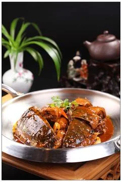 Braised soft-shell turtle in a claypot Stock Photos