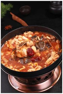 Braised soft-shell turtle in a claypot Stock Photos