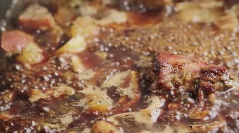 Braising bones with apple stuffing Stock Footage 24665479