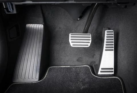 Brake and accelerator pedal of automatic transmission car Stock Photos